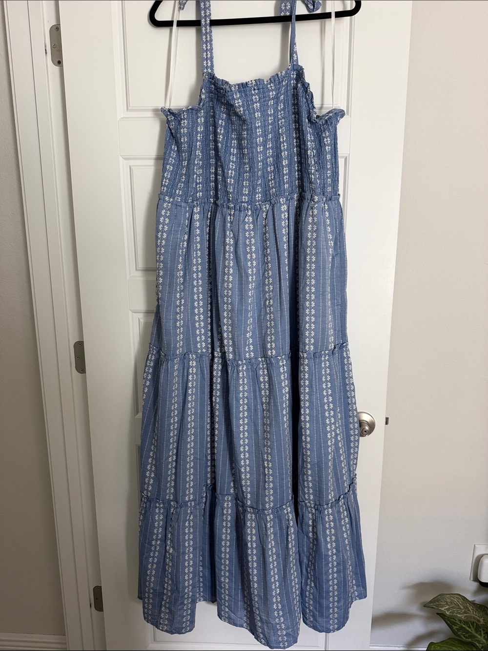 Draper James Blue Printed Tiered Maxi Dress with Spaghetti Straps size 3x